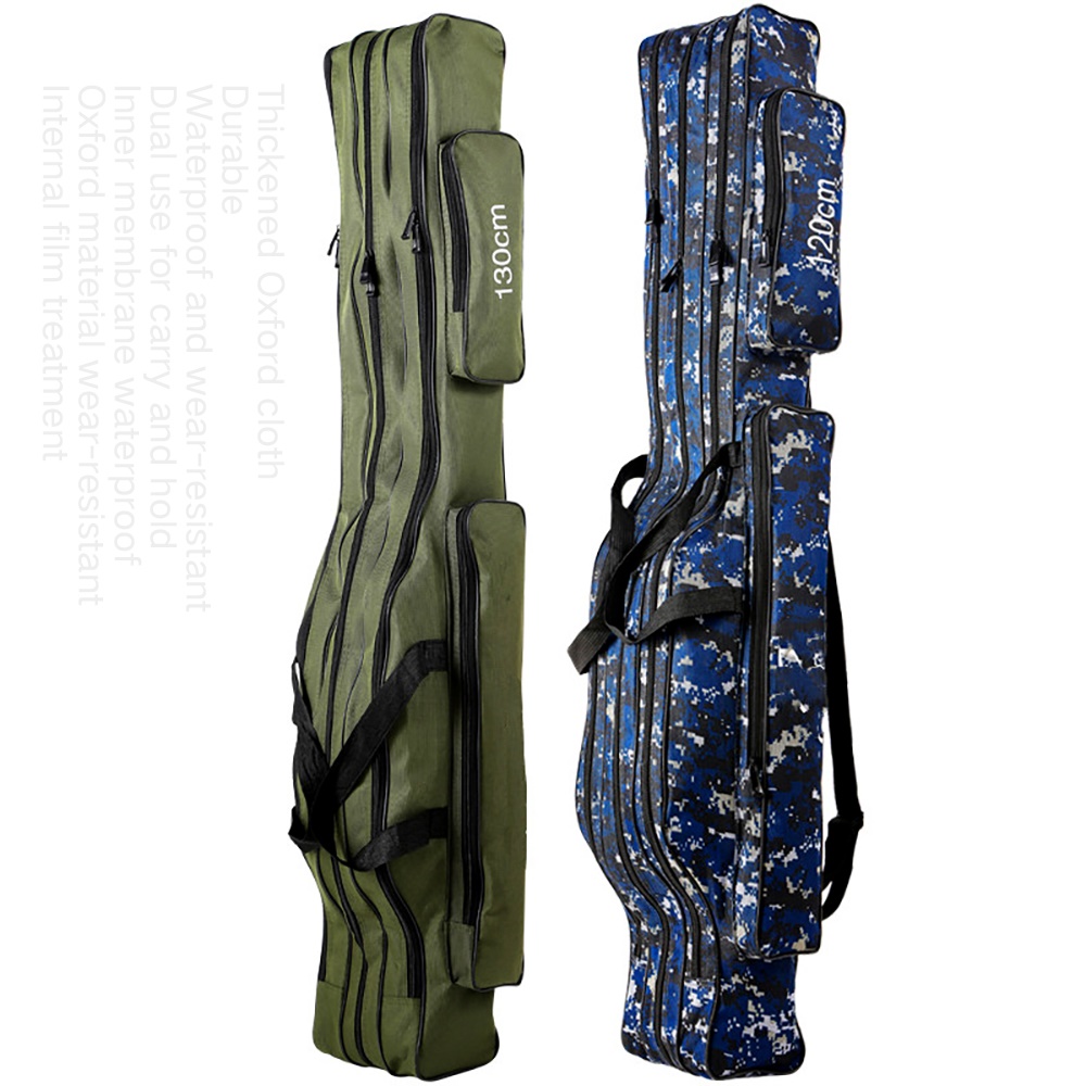Fishing Rod Case - 150/130/120/110ซม. 2/3ชั้นขนาดใหญ่ถุงใส่คันเบ็ดอ็อกซ์ฟอร์ดผ้าพับได้อุปกรณ์ตกปลาทะเลพับได้