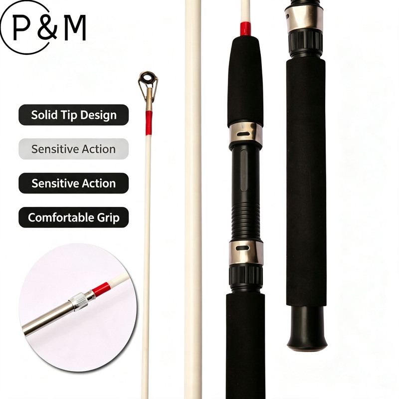 Fishing Rod Spinning - คันเบ็ดตกปลาแบบสปินนิ่งทำจากไฟเบอร์กลาสแข็งพิเศษ แข็งแรงมาก แบบ 2 ท่อน สำหรับตกปลาทะเลและเรือ