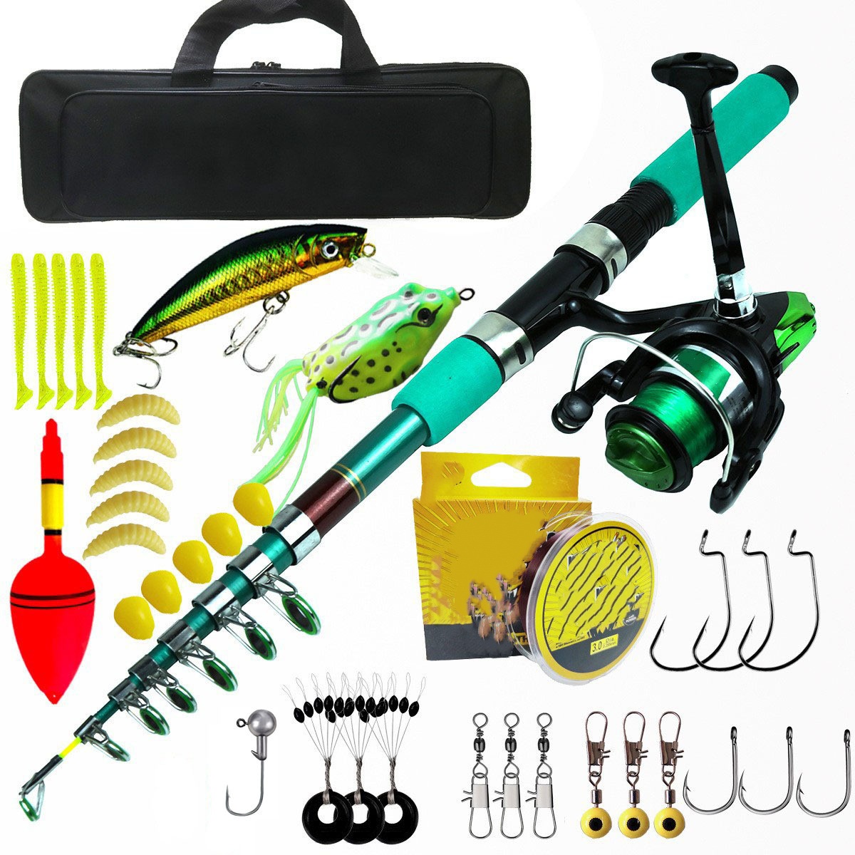 ชุดคันเบ็ดตกปลาแบบพกพา น้ำหนัก - Fishing Rod Combo บทวิจารณ์และราคา